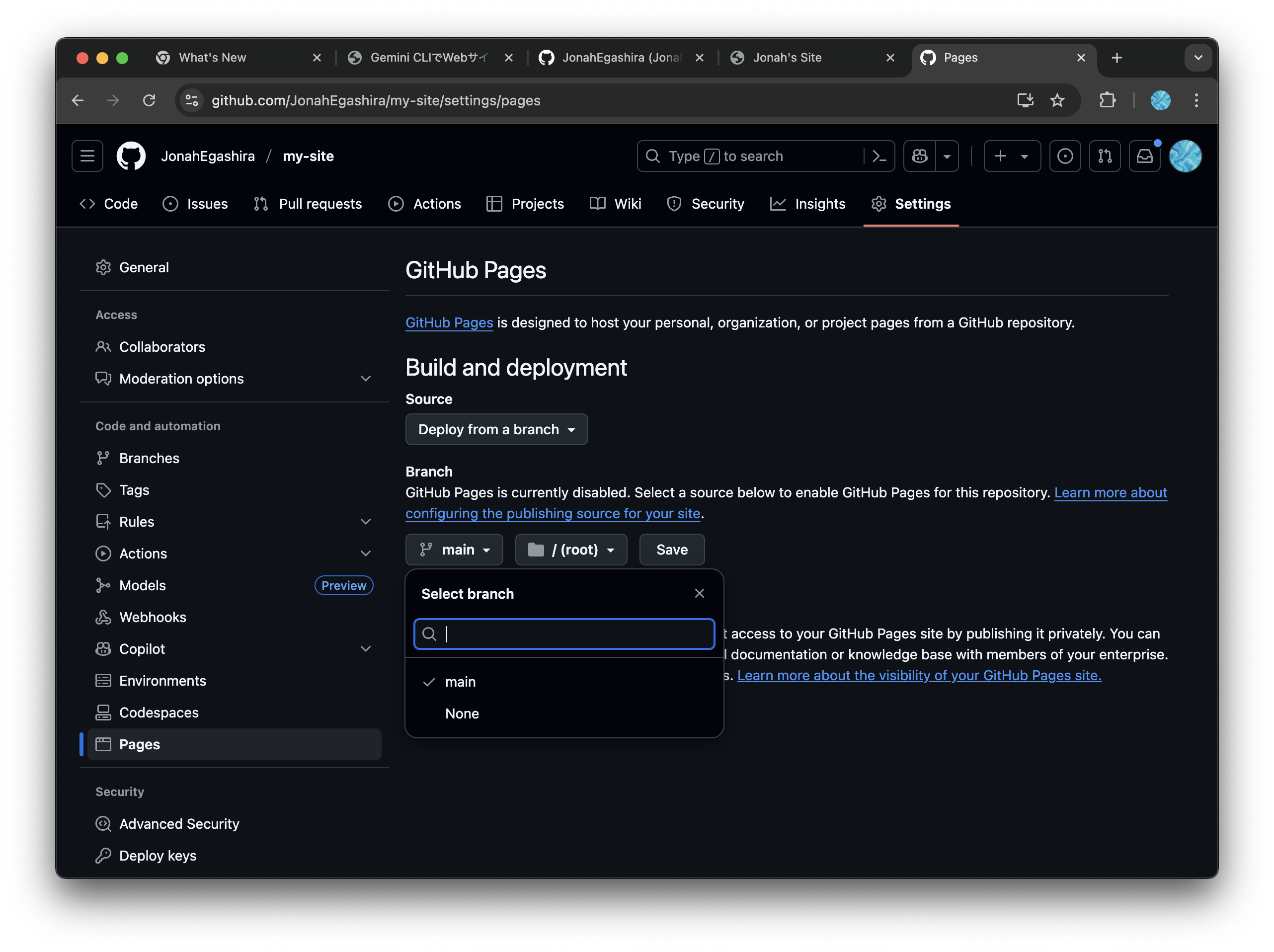 GitHub Pages main